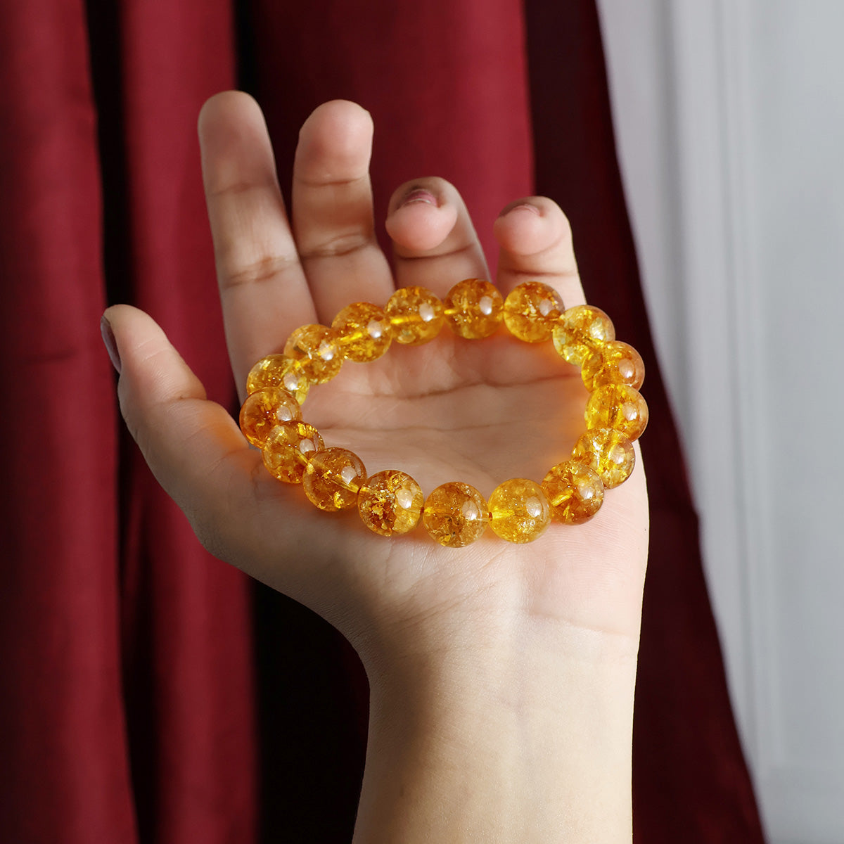 Citrine Round Beads Bracelet