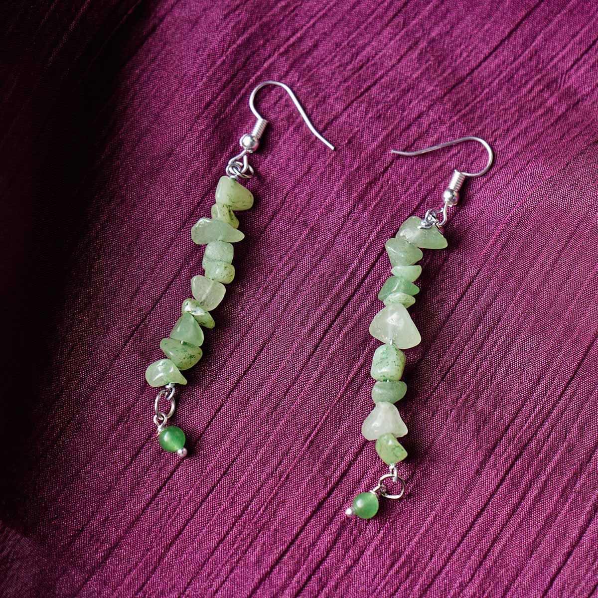 Green Aventurine Chips Hook Earrings