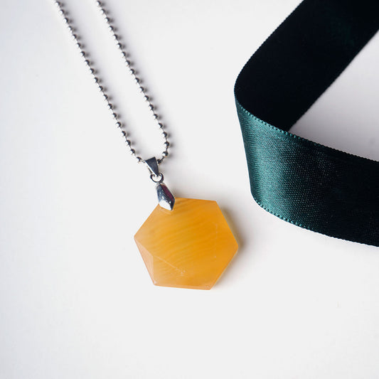 Yellow Calcite Hexagonal Pendant