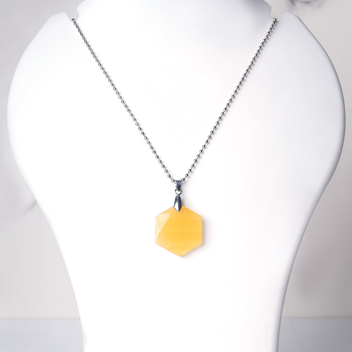 Yellow Calcite Hexagonal Pendant