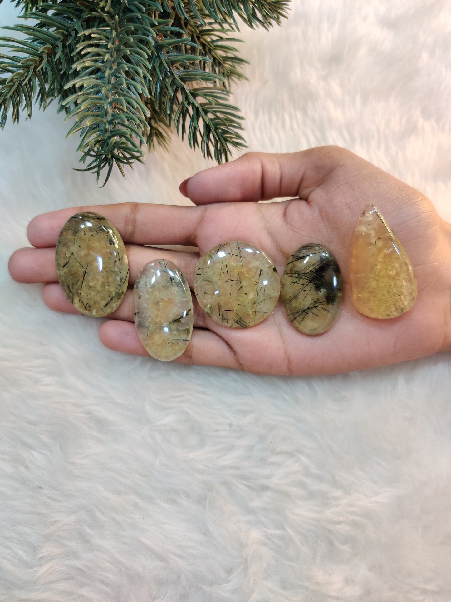 Yellow Prehnite Cabochons