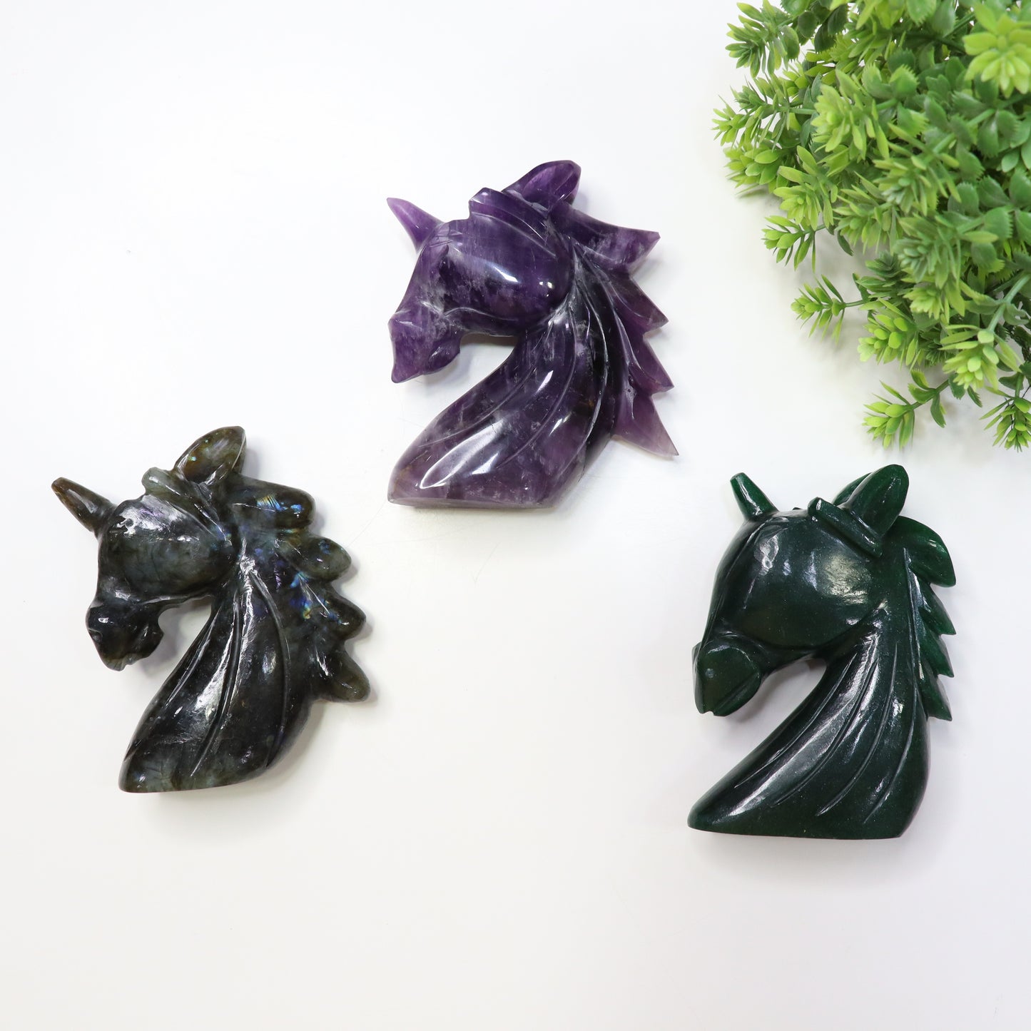 Amethyst, Labradorite, Green Jade Crystal Unicorn