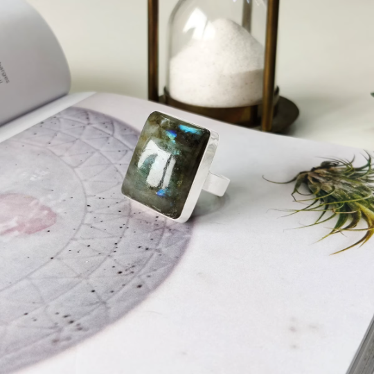 Oval, Drop & Rectangle Shape Flashy Labradorite Rings