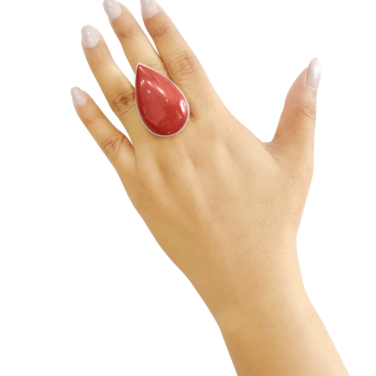 Oval/Drop Shape Red Jasper Rings