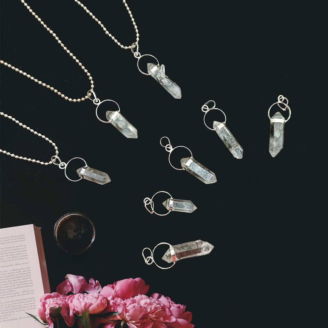 Clear Quartz Raw Pencil Pendant