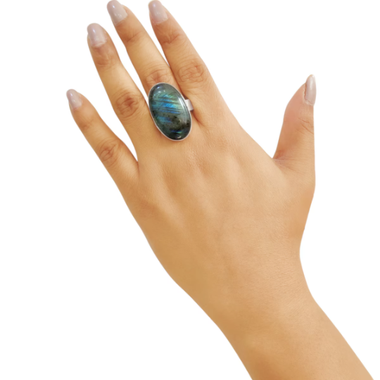 Oval, Drop & Rectangle Shape Flashy Labradorite Rings