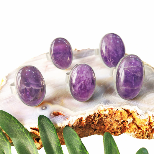 Oval & Drop Shape Amethyst Rings