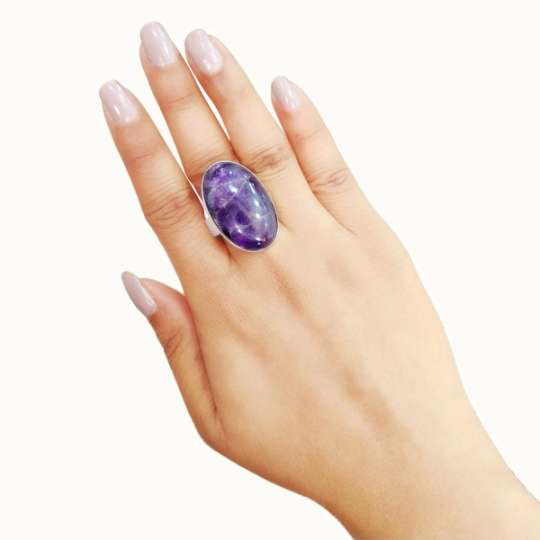 Oval & Drop Shape Amethyst Rings