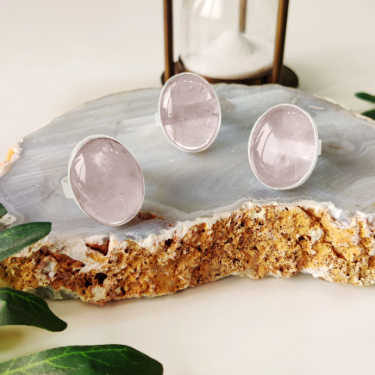 Oval & Drop Shape Rose Quartz Rings