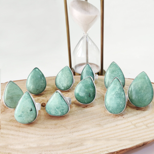 Oval & Drop Shape Amazonite Rings