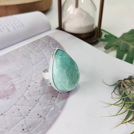 Oval & Drop Shape Amazonite Rings