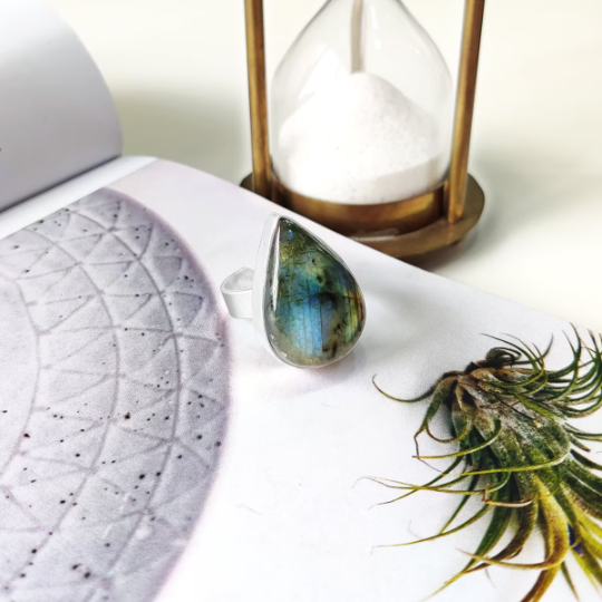 Oval, Drop & Rectangle Shape Flashy Labradorite Rings