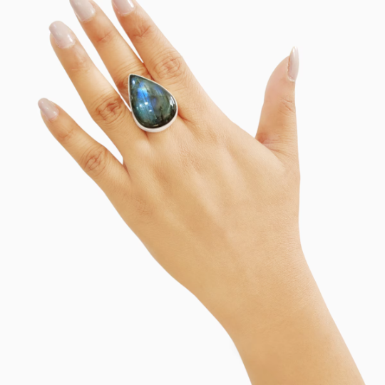 Oval, Drop & Rectangle Shape Flashy Labradorite Rings